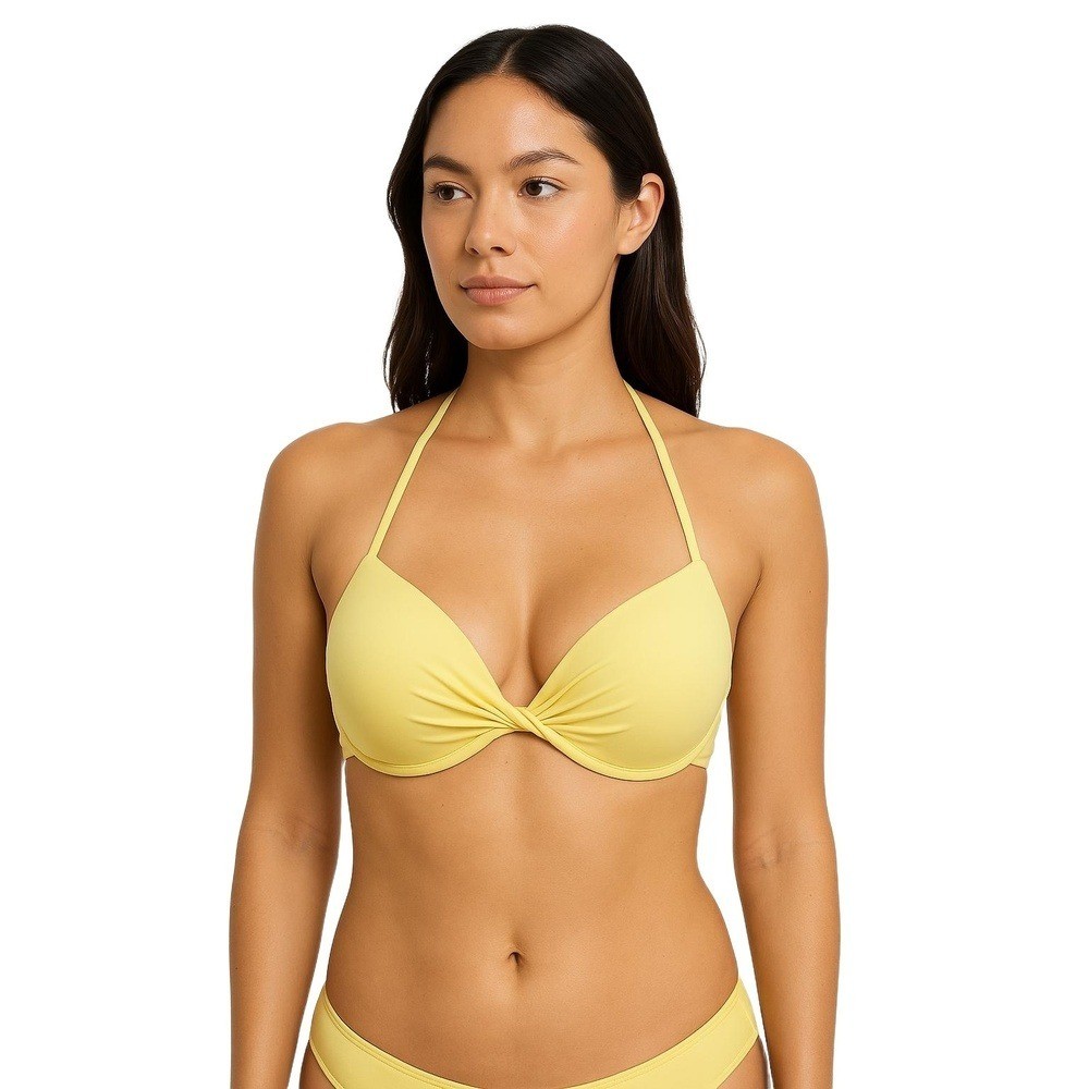 MOSSIMO Yellow Halter Neck Padded Underwire Bikini Top Womens Large