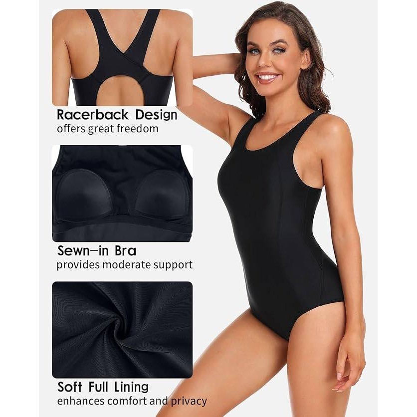 MSRP $37 beautyin Women’s XL One Piece Athletic Racerback Swimsuit Modest Sport