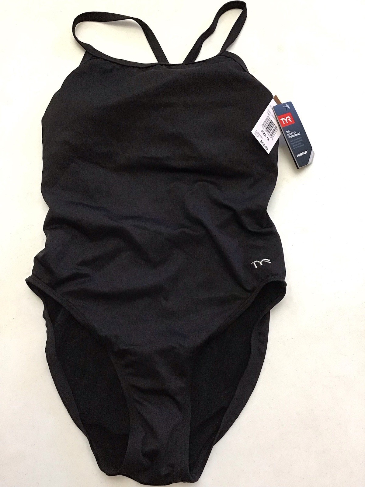 New TYR Women’s Size 12 Solid Diamond Controlfit Swimsuit Black Durafast (G4-2)