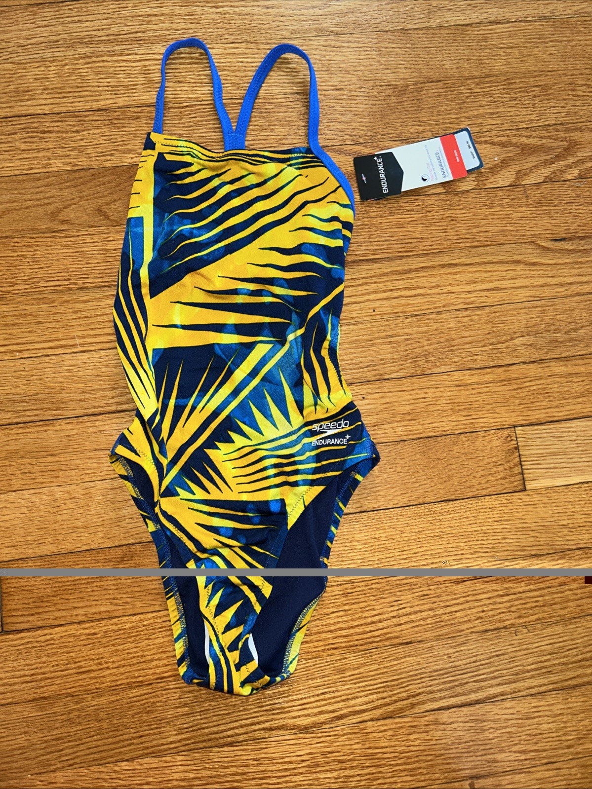 Speedo Endurance Flyback One Piece Swimsuit Womens Size 26 Blue Yellow NWT $89.5
