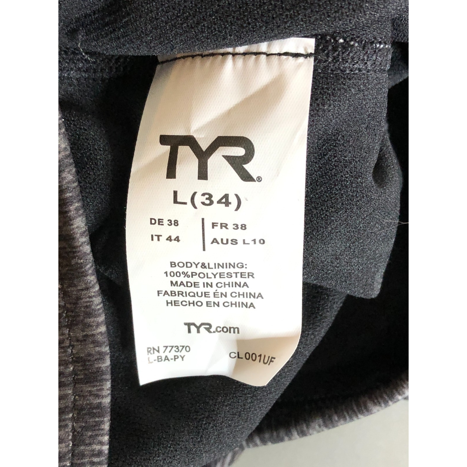 TYR Women’s One Piece Swimsuit Black Gray Size 34 L