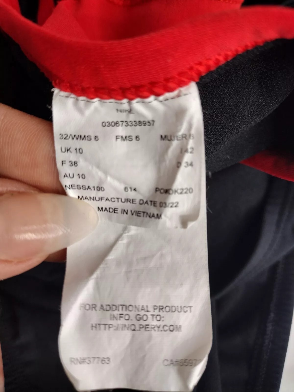 Nike Swimsuit Vex Racerback One Piece Colorblock Black Red Women’s Sz 32/6