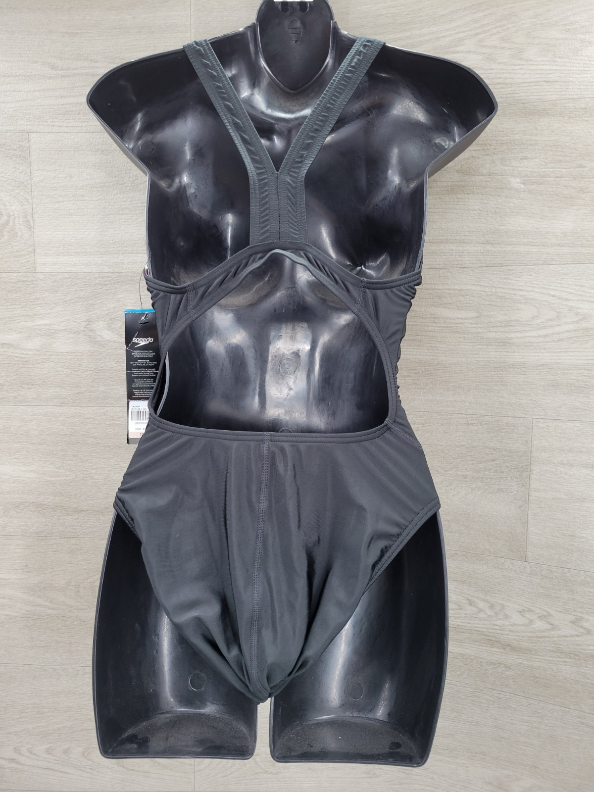 NWT Speedo Performance Race I Crossback One Piece Swimsuit Black Women’s 12/38