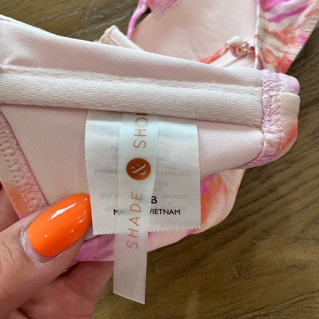 Shade & Shore Pink + Orange Tie-Dye Bikini Set XL Bottom 36B Adjustable Top T11