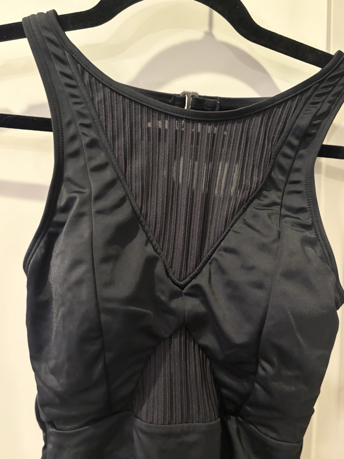 Time and True Womens Solid Black One Piece Swimsuit Large Pool Workout Beach