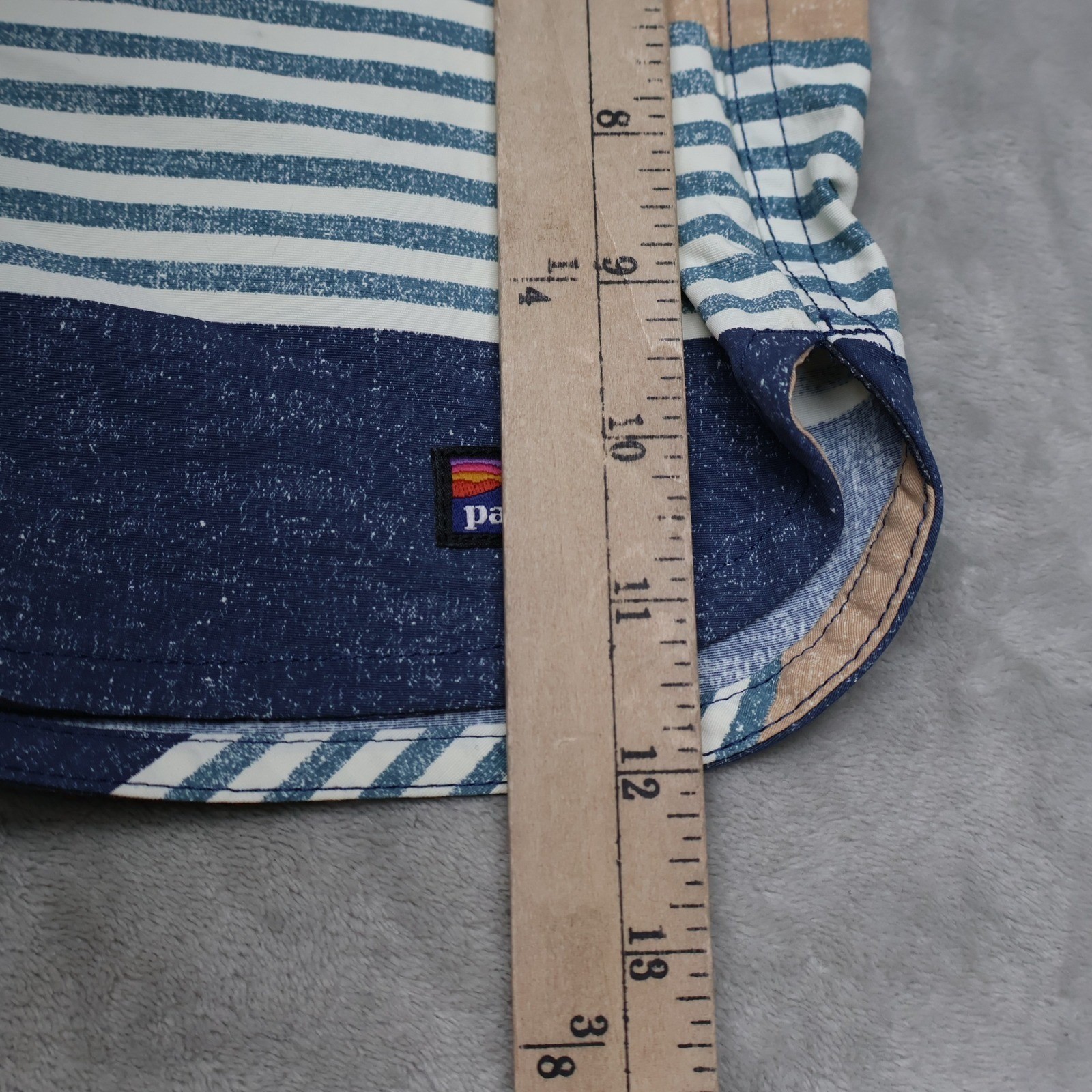 Patagonia Board Shorts Womens 6 Blue Striped Wavefarer Recycled Nylon Swim Surf