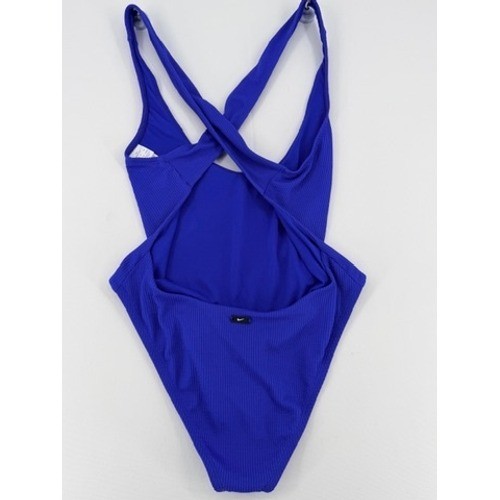 Nike Ribbed Cross Back One Piece Swimsuit Blue XL NWOT