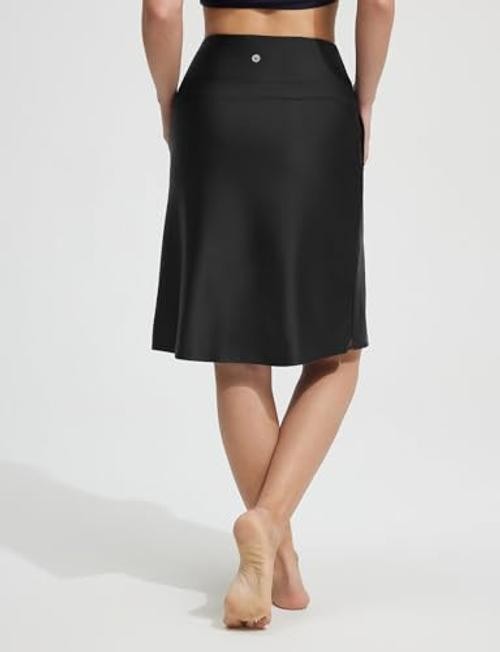 23″ Women’s Swim Skort High Waisted Knee Length Long Swim Skirt XX-Large Black