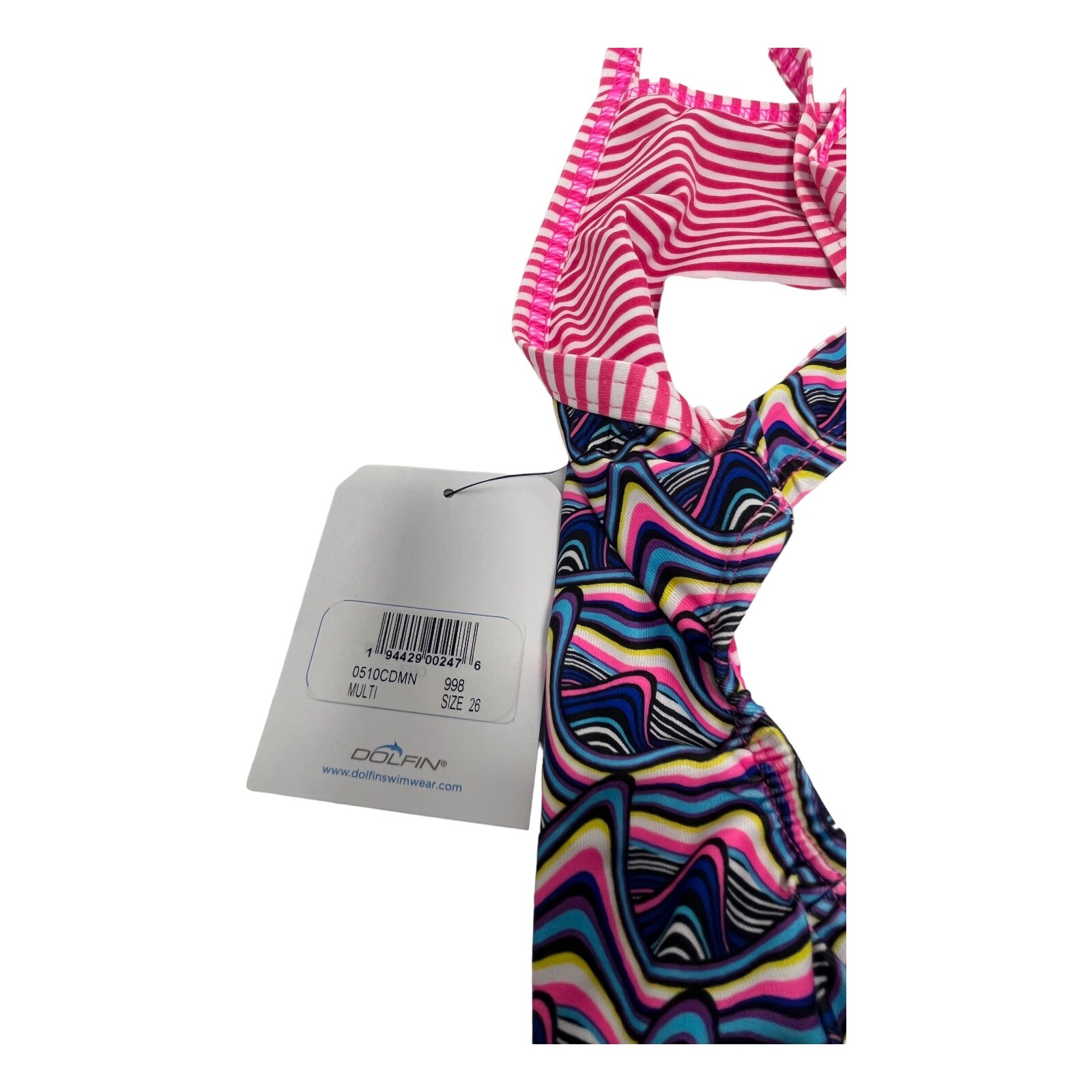 Dolfin Uglies Women’s One Piece Print Strap Back Swimsuit. Sz 26 NEW TAGS PINK
