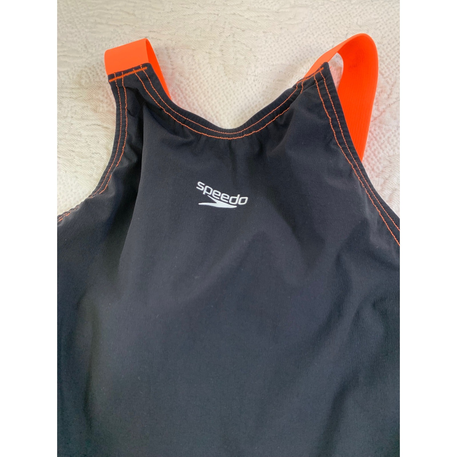 Speedo LZR Racer Kneeskin Swimsuit Black Neon Orange Colorblock Technical Sample