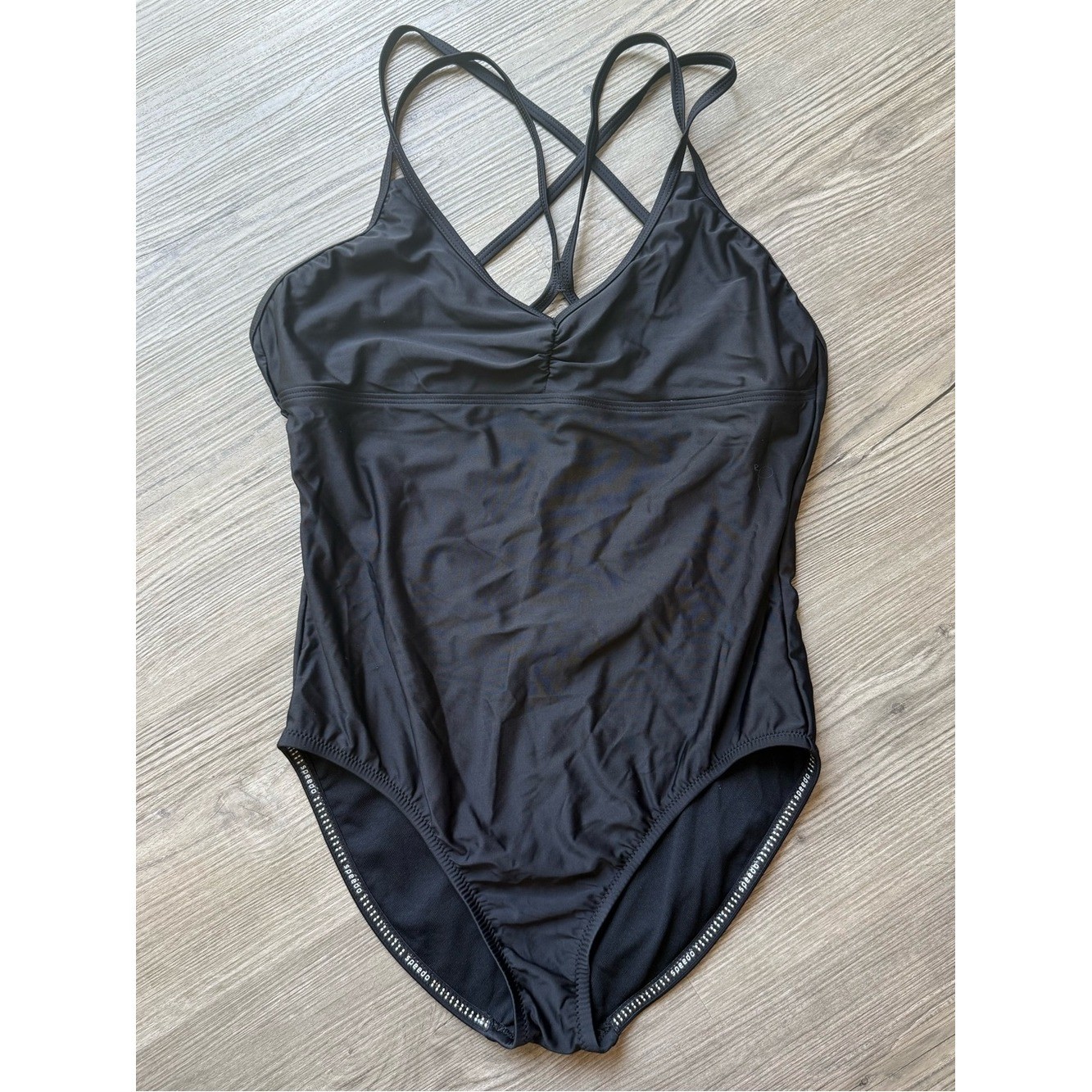 Speedo One Piece Swimsuit Womens M Black PowerFLEX Strappy Back