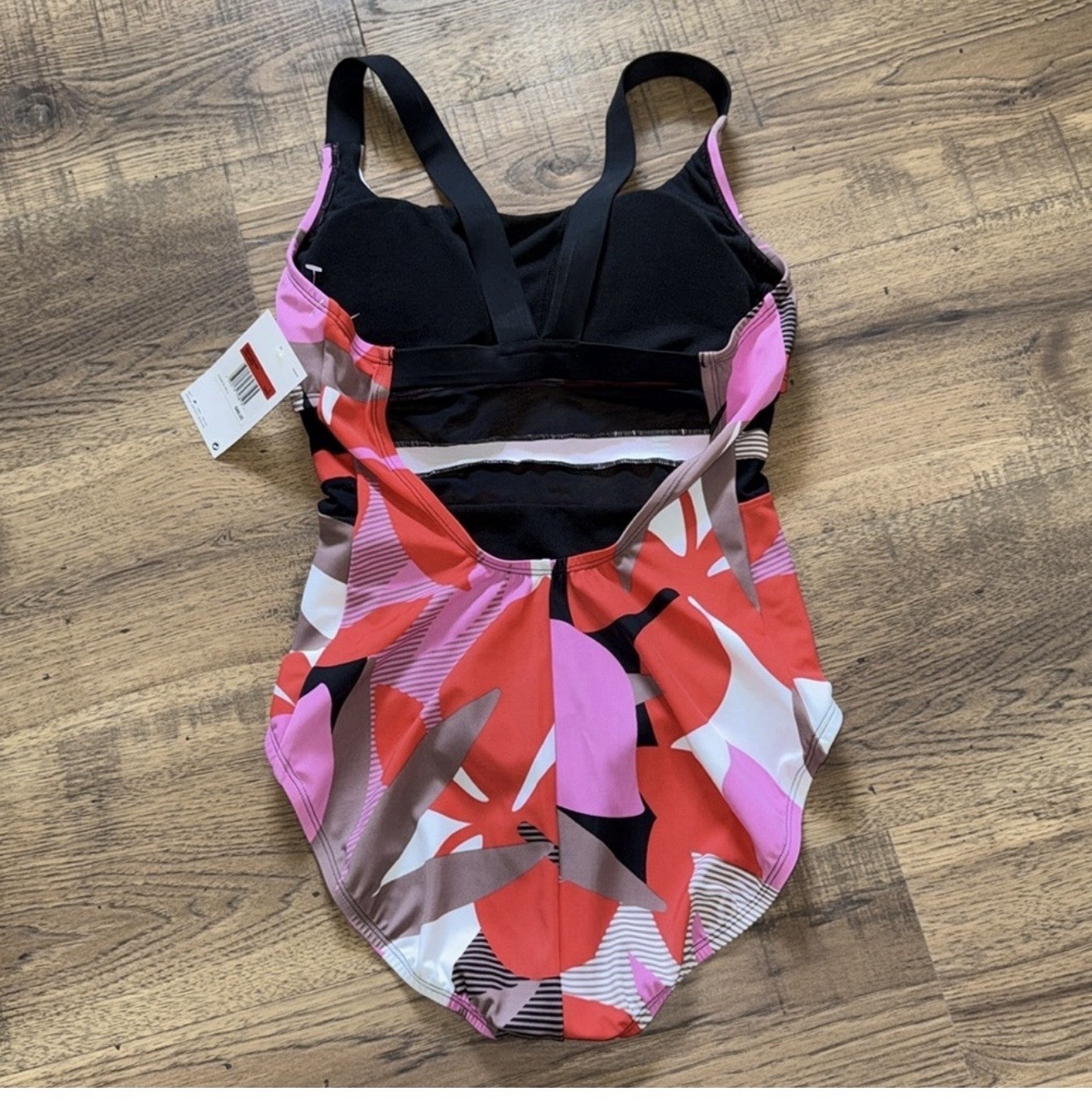 Nike One Piece Competitive Swimwear Swimsuit L Pink Red Floral