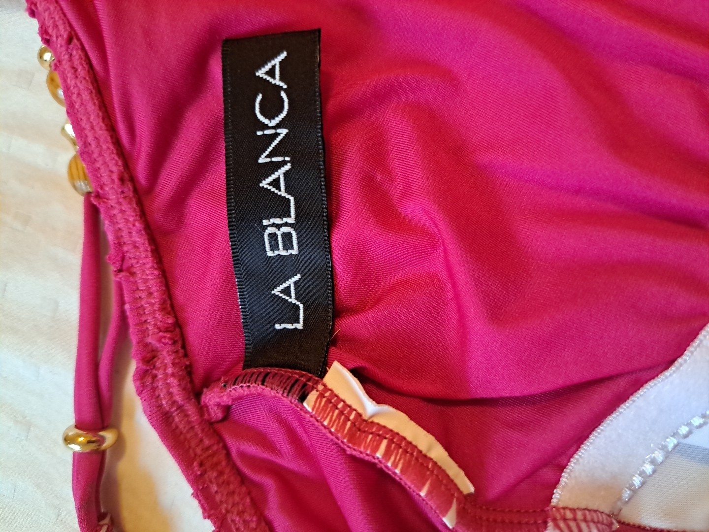 La Blanca Eyelet One Piece Swimsuit Size 10 Magenta Excellent Condition