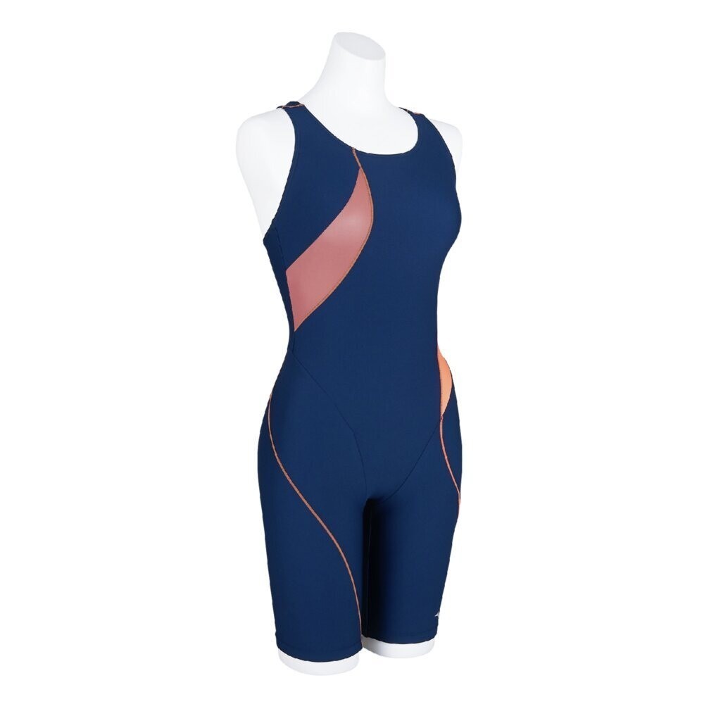 Mizuno Women’s Swim Fitness All-in-One Swimsuit Stroke ONE Navy/Brown/Orange