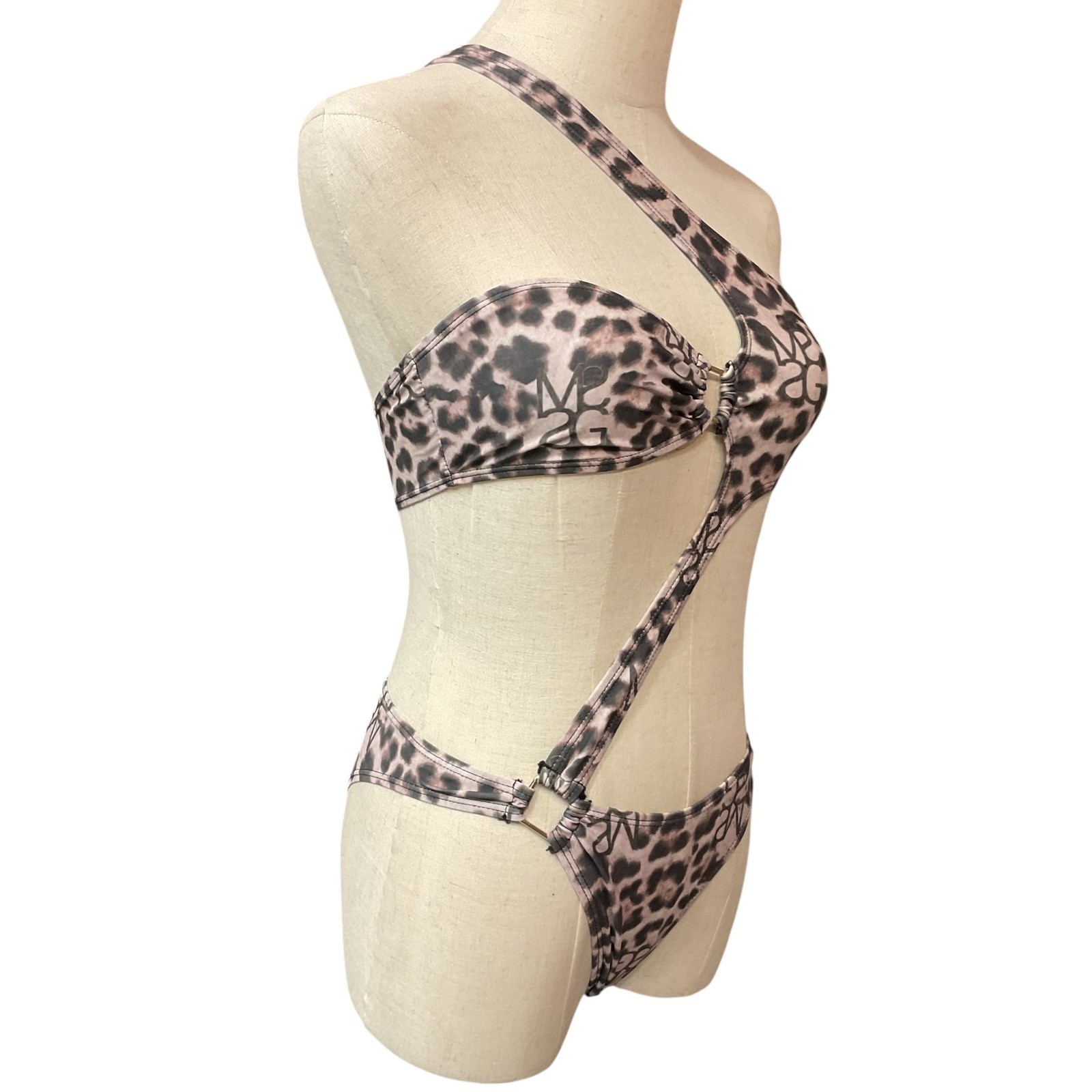 Missguided Women’s Leopard Printed One Shoulder One Piece Swimwear Size S NWT