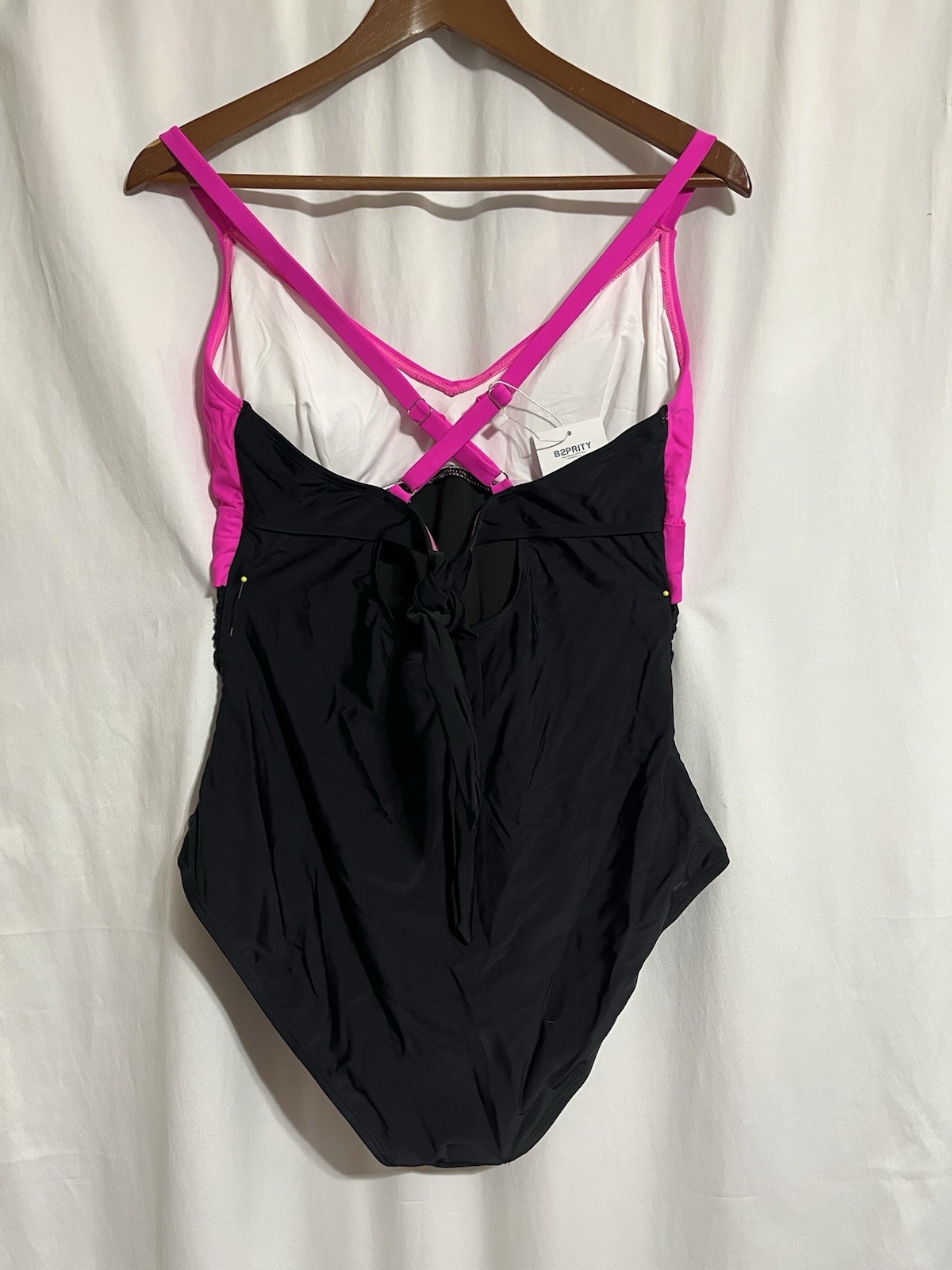B2prity Women’s XL 1Pc Tummy Control Pink/Black Bathing Suit JJ-948