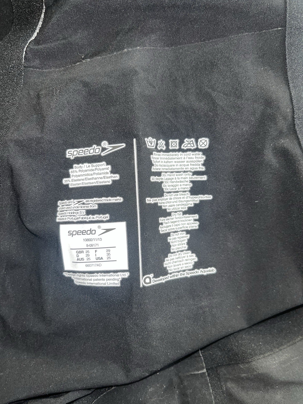 Women’s Speedo Fastskin LZR Pure Valor – Closed Back Tech Suit Size 24, Black