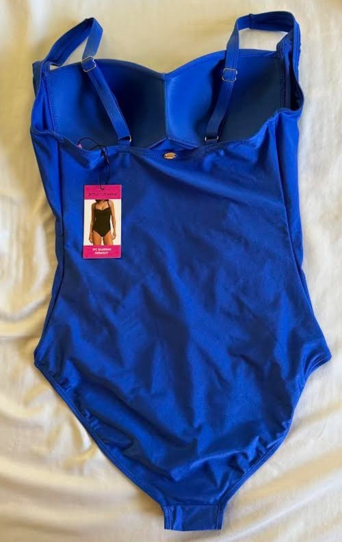 Betsey Johnson blue Bandeau Swimsuit bathing suit 1PC swim S small NWT NEW
