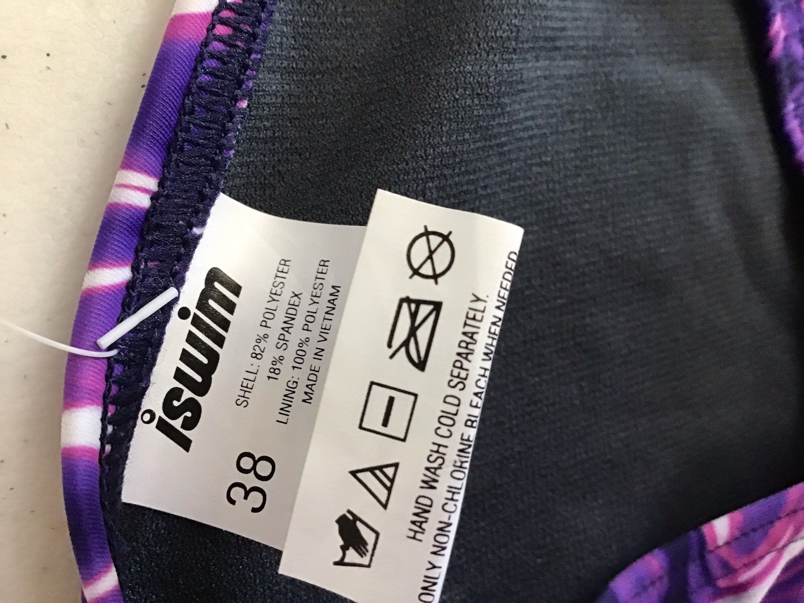 ISWIM Competitive Size 38 (22-40) Lycra 1 Pc Wide Strap Swimsuit Purple (C6-10)