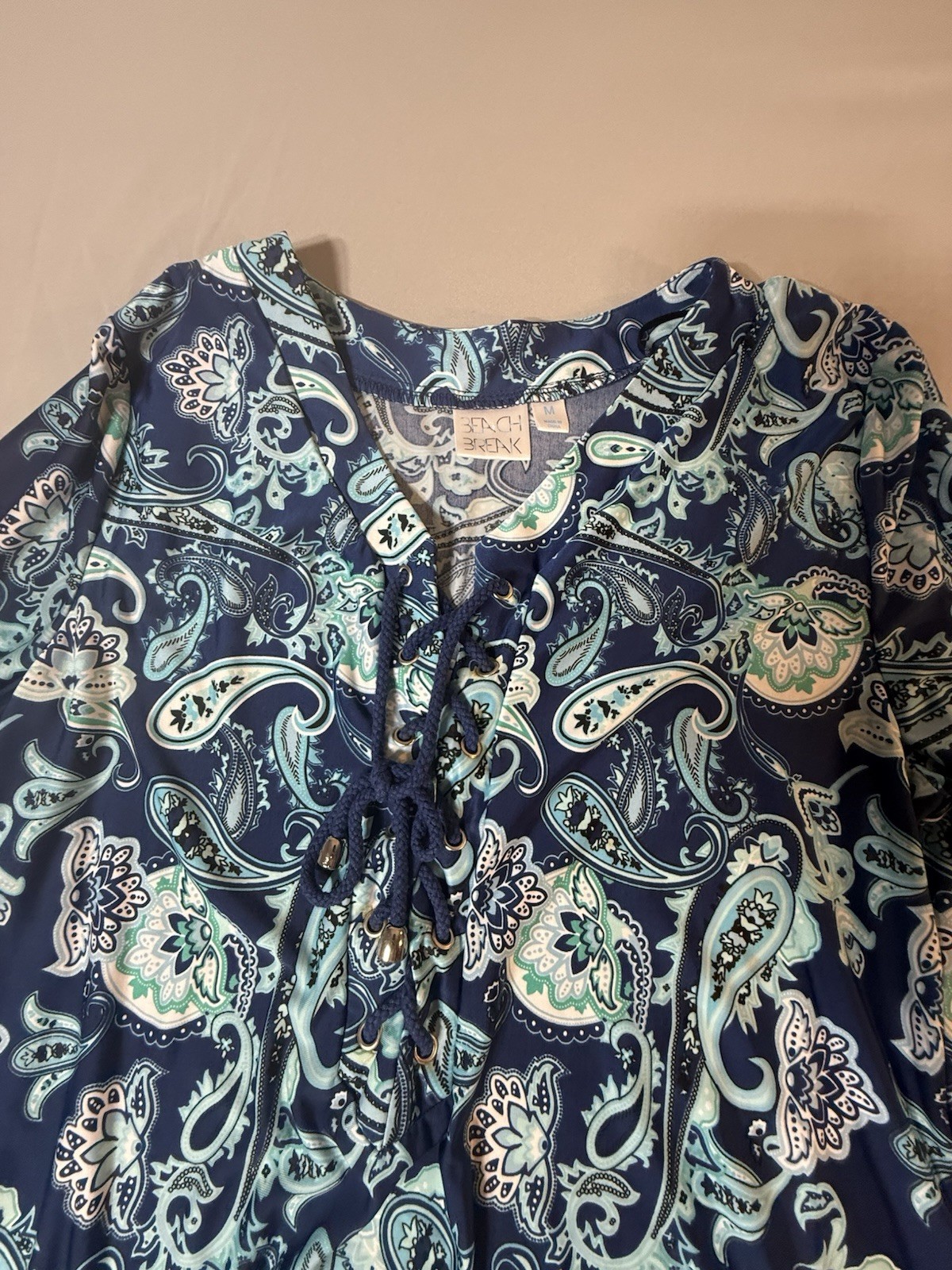 Ladies Beach break Swim Cover Up Paisley Blue Green Size M