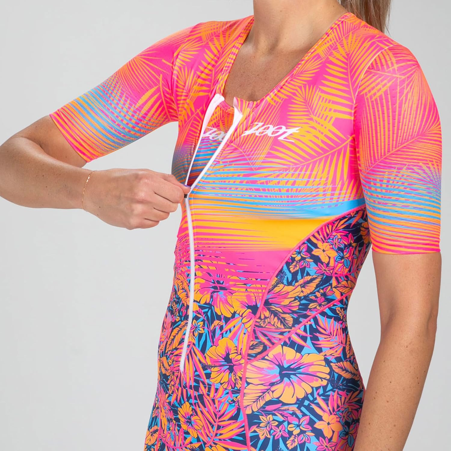 Women’S LTD Tri Aero Fz Racesuit, Short Sleeve Aerodynamic Cycle Race Swim Bike