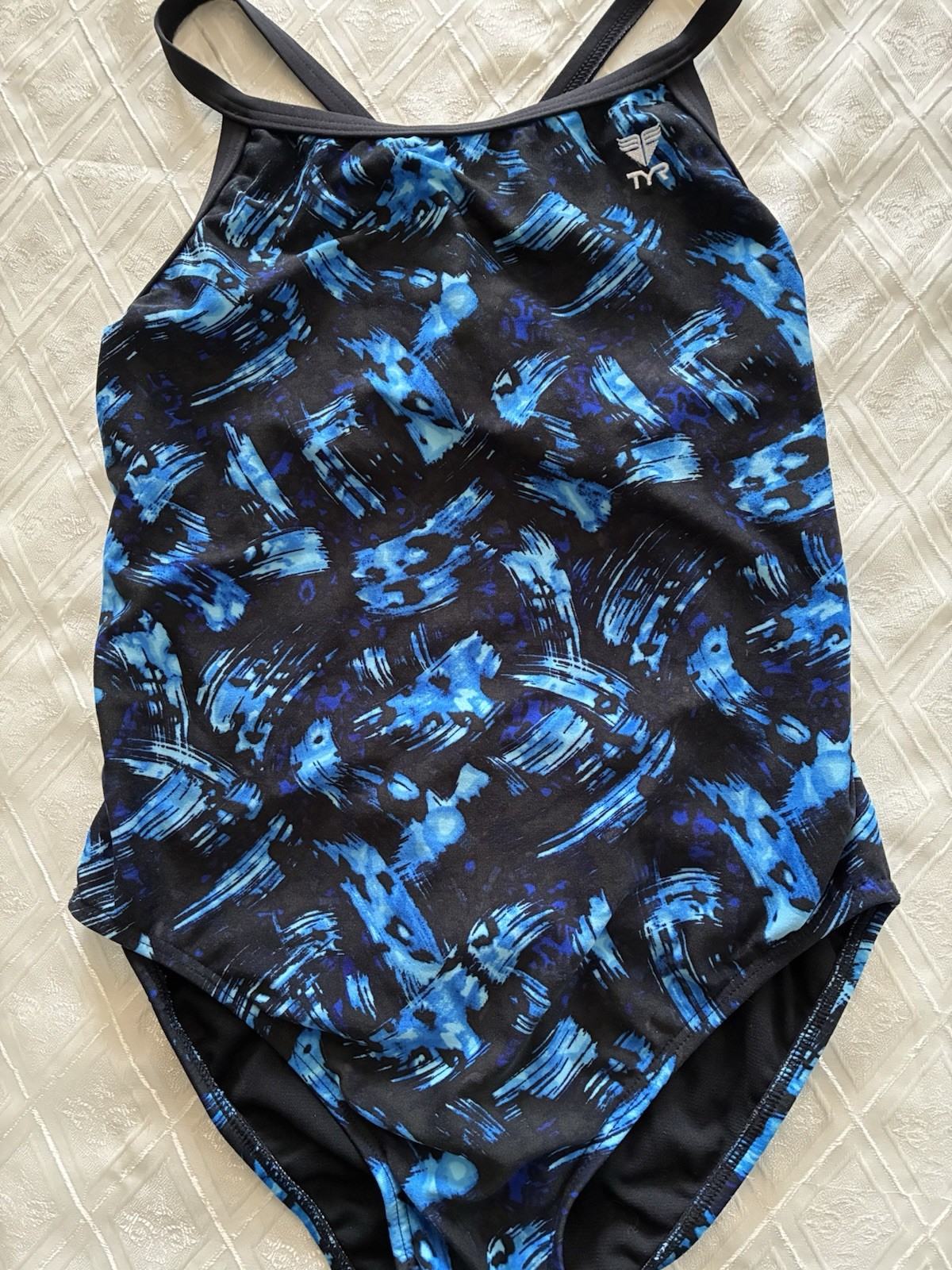 TYR Women’s One Piece Competitive Swimwear Swimsuit Size 36 / 10 Blue Black