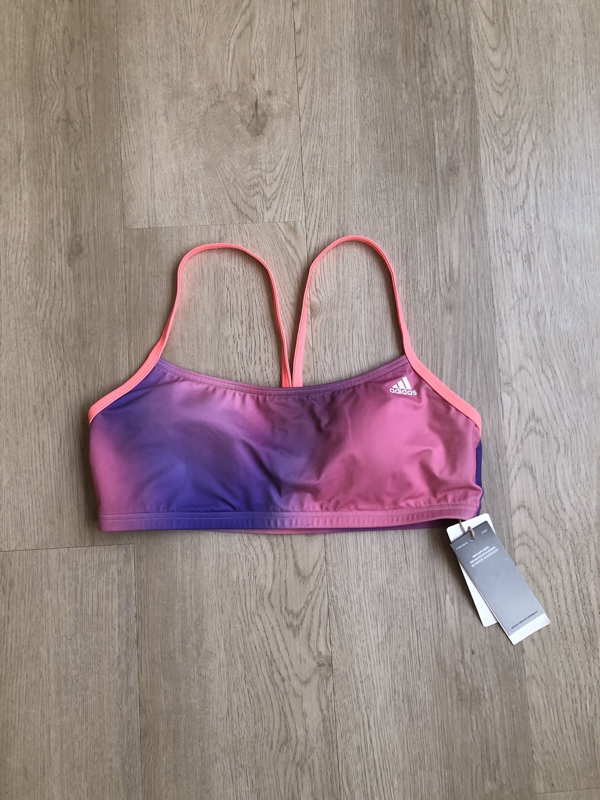Adidas Size L Melbourne UPF 50+ Bikini Swim Top Pink Purple Racerback Ombre New