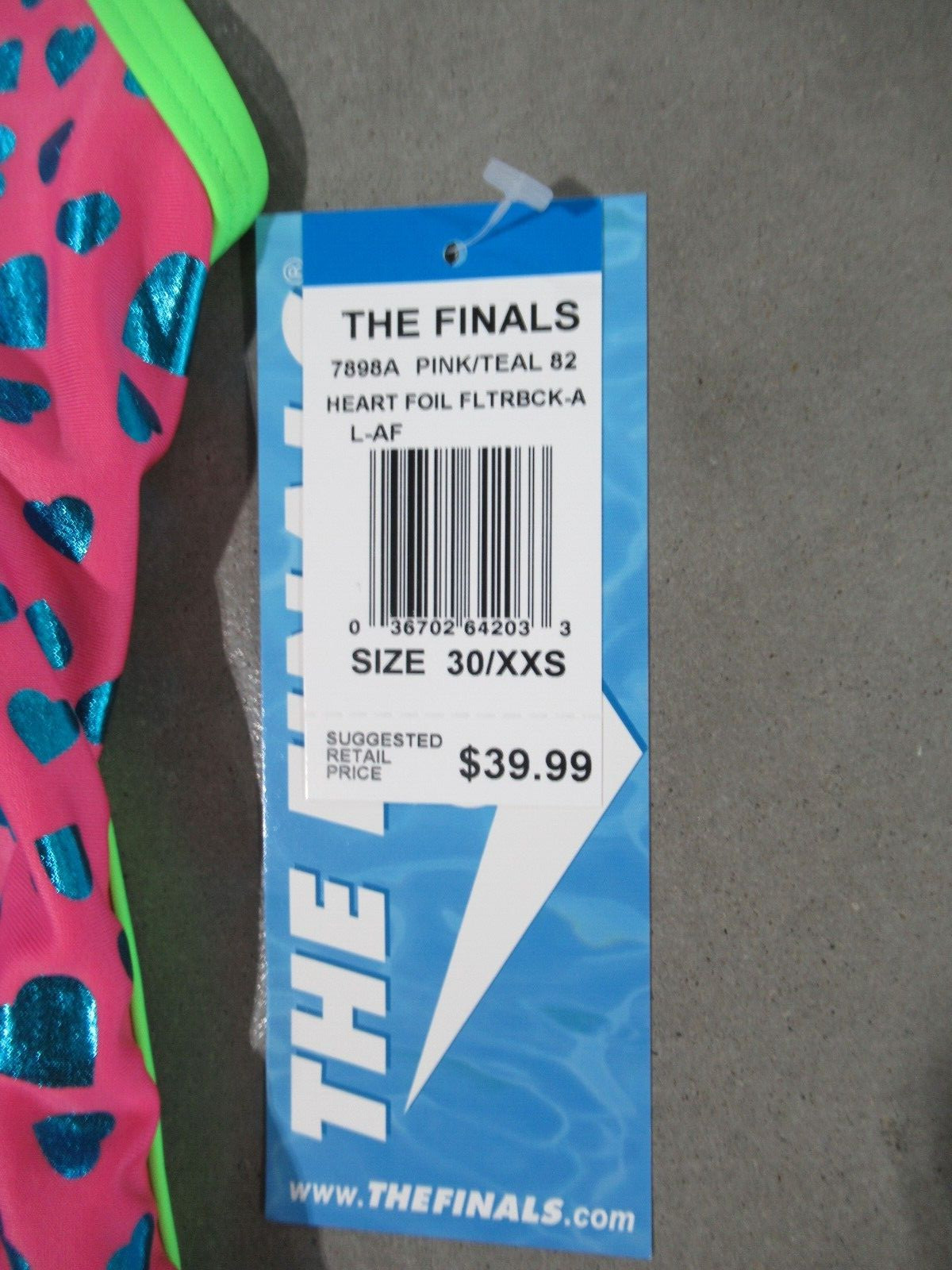 TYR The Finals Heart Foil Size 30 XXS Pink/Teal*NWT*