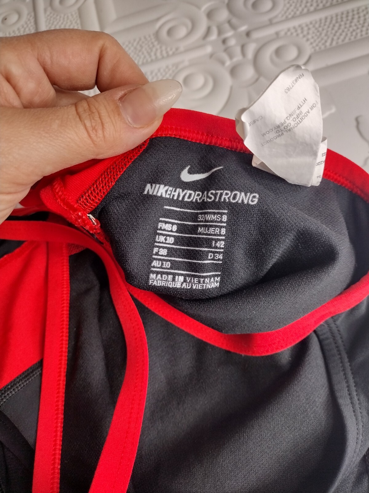 Nike Swimsuit Vex Racerback One Piece Colorblock Black Red Women’s Sz 32/6