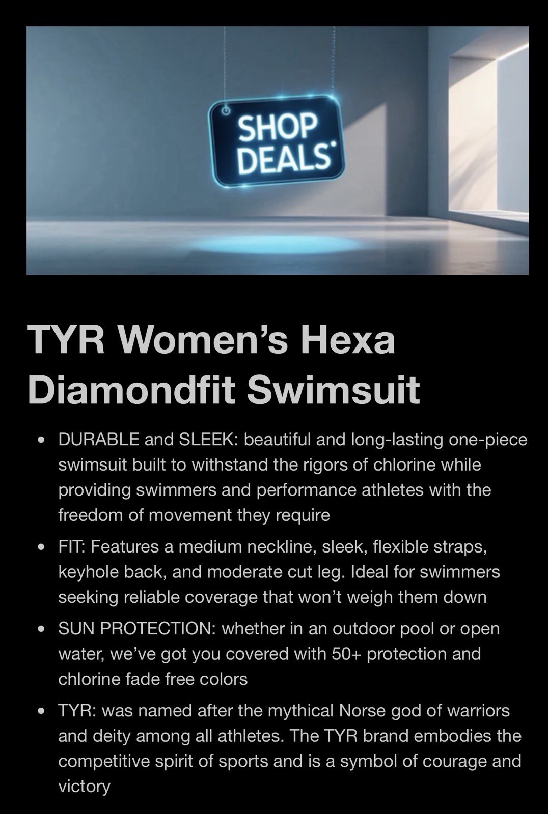 TYR Hexa Diamondfit One Piece Swimsuit Womens Sz M 32 Performance Training New