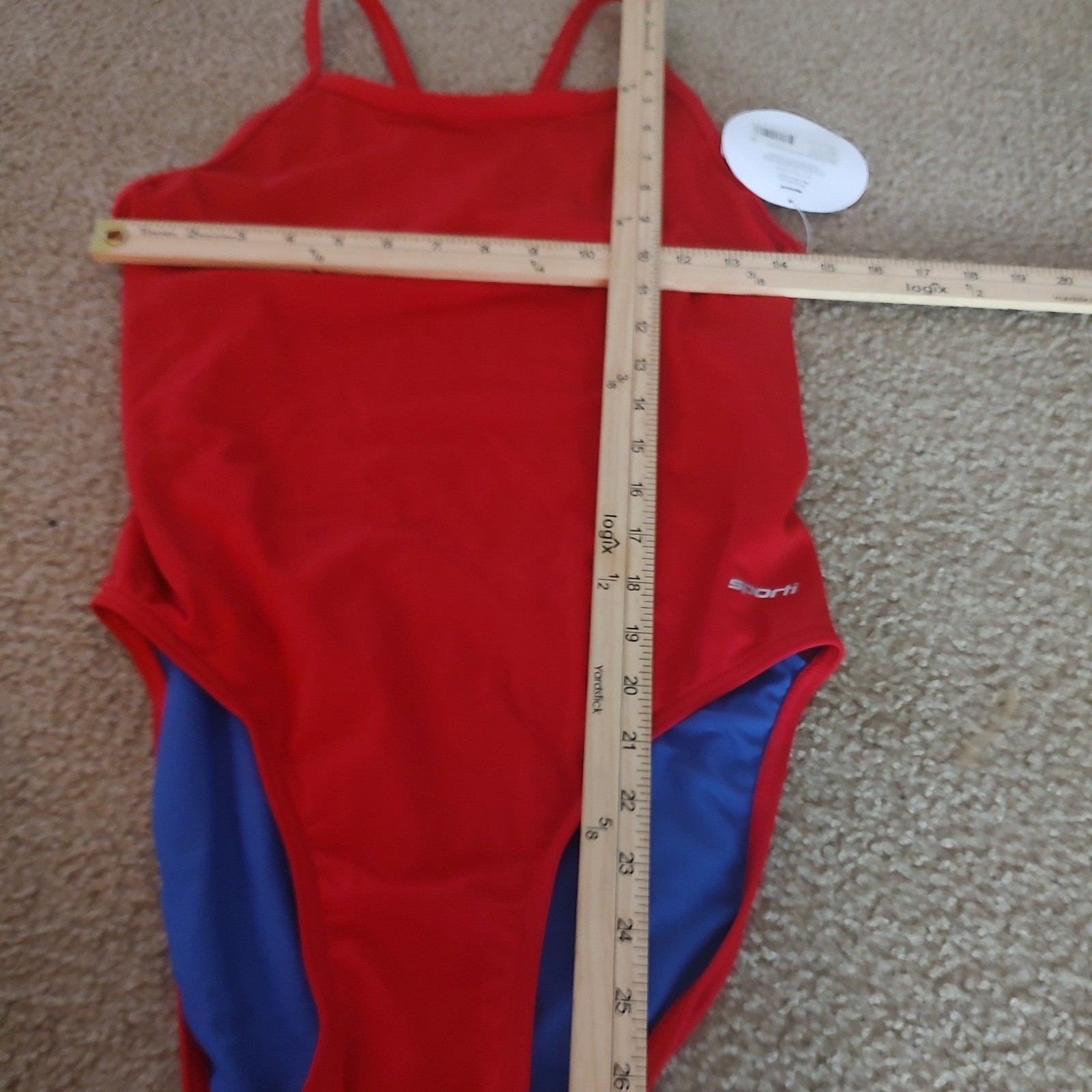 Sporti HydroLast One Piece Swimsuit Women 38 Red NEW Thin Strap Athletic Racing