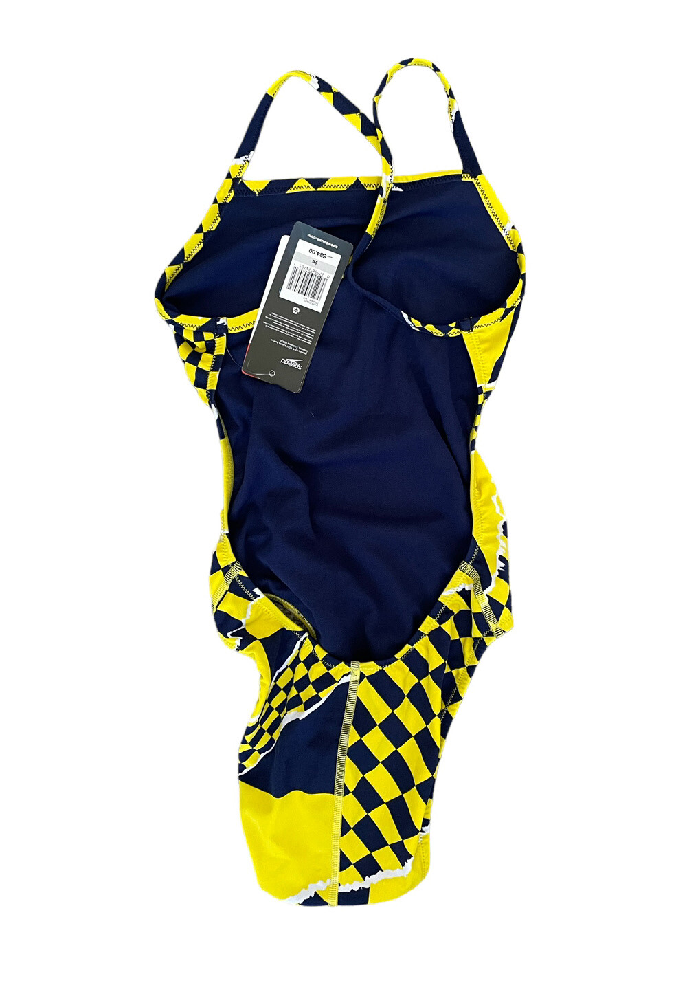 Speedo Endurance Flyback One Piece Swimsuit Womens Size 26 Blue Yellow NWT $84
