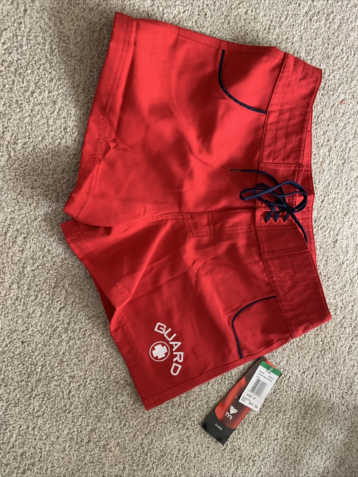 TYR Female Lifeguard Guard Board Short – Red/White Embroidered Sz Medium