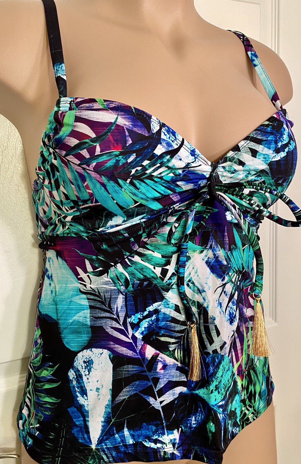 NEW Swimsuits For All Tropical Floral Tankini W/ Underwire Size 8 C/S Swim Top