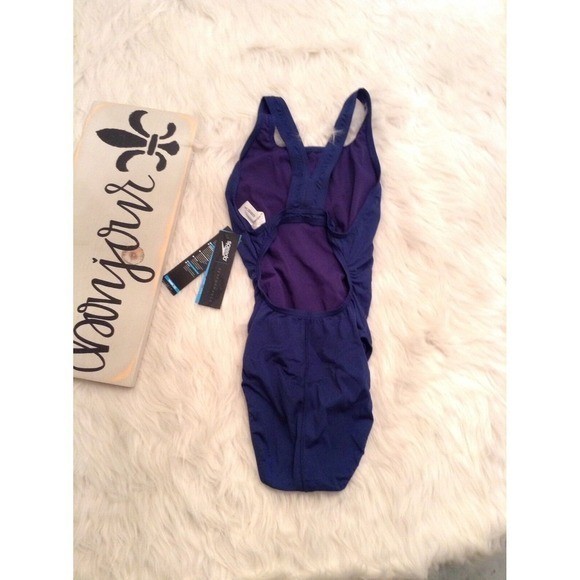 Speedo Performance Navy Blue One Piece Swimsuit Racerback Training Swimwear 6/32