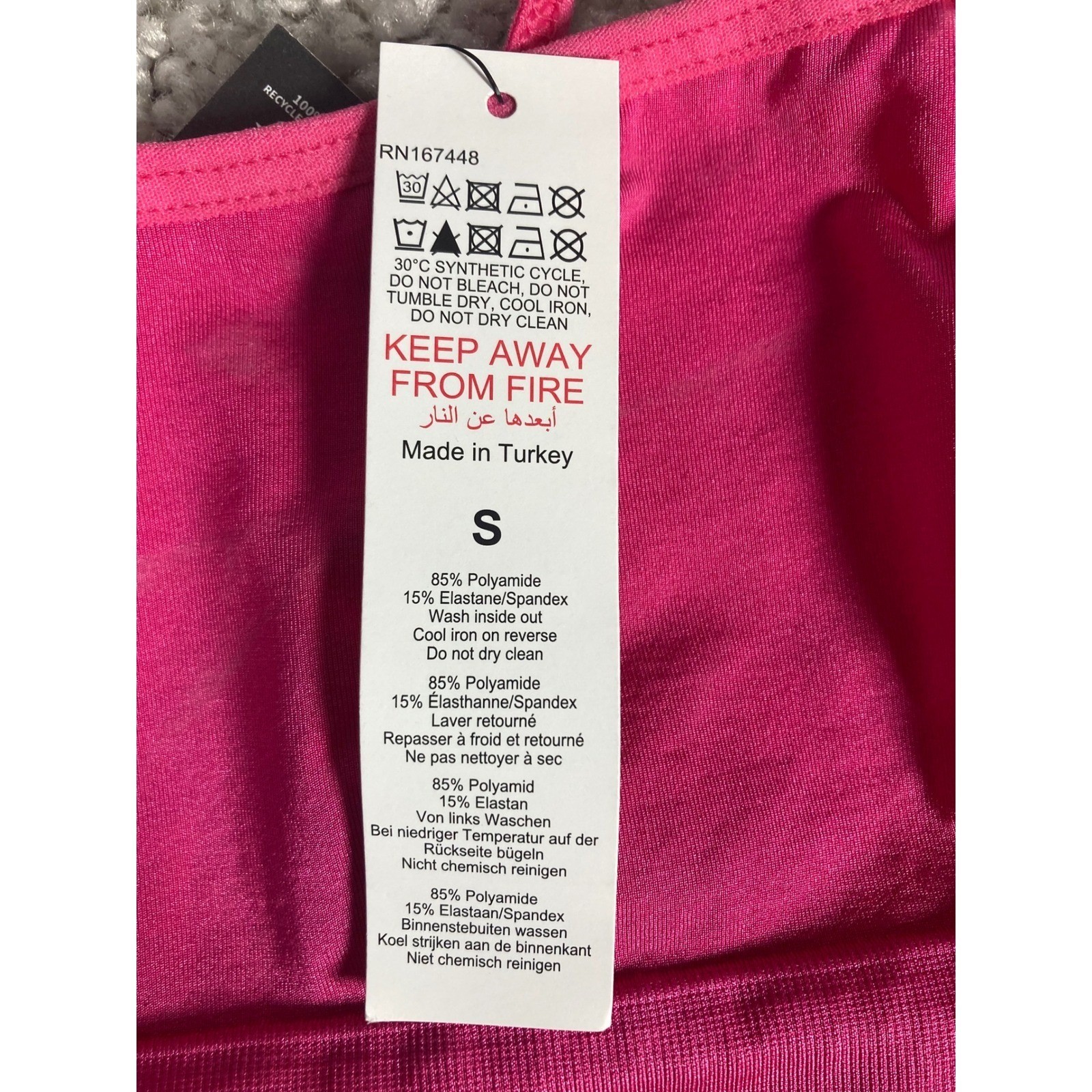 PrettyLittleThing Pink Seamless Strappy Back Bikini Top Candy Mix Size S