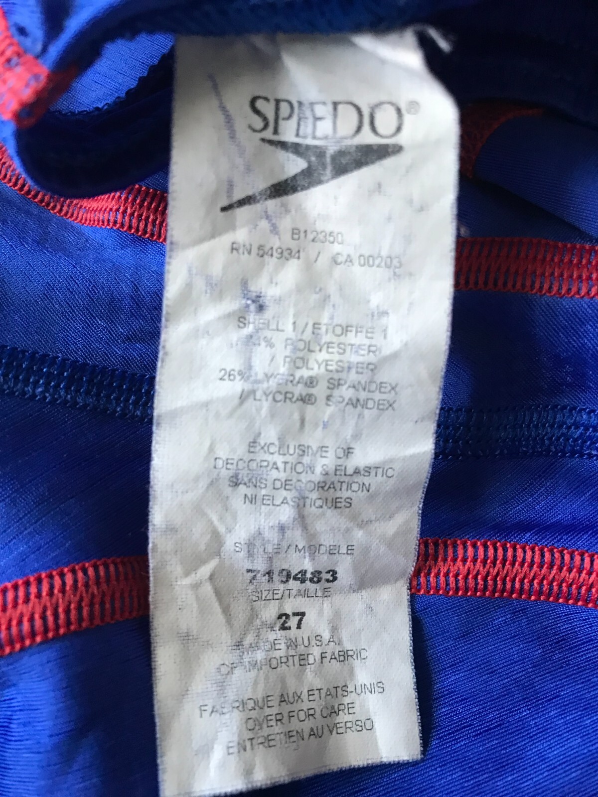 Speedo Female Knee Length Blue size 27 Swimsuit One Piece (2005 model 719483)