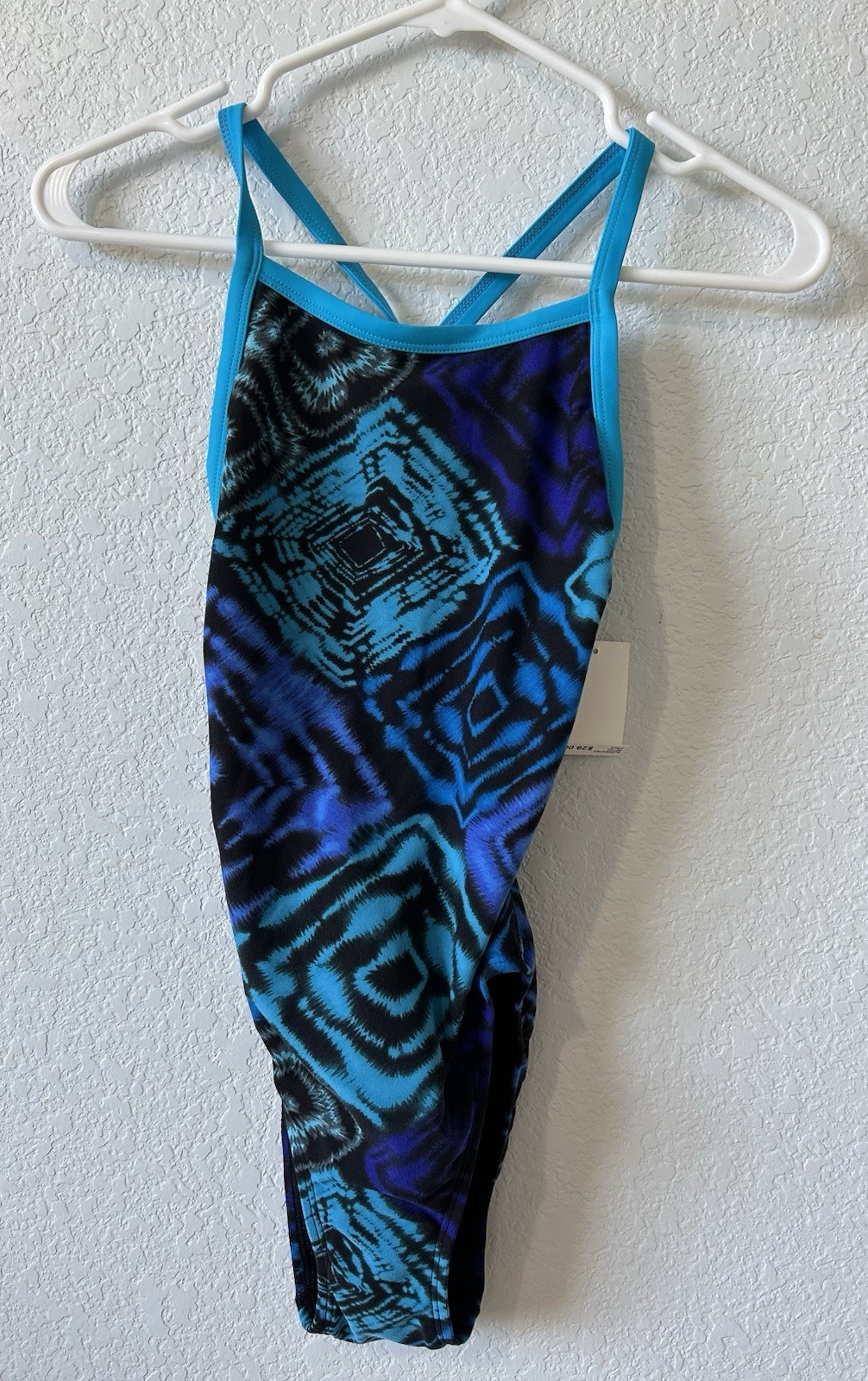 MAO Sandies Cube One Piece Swimsuit Size 32 Blue H-Back Competitive NWT