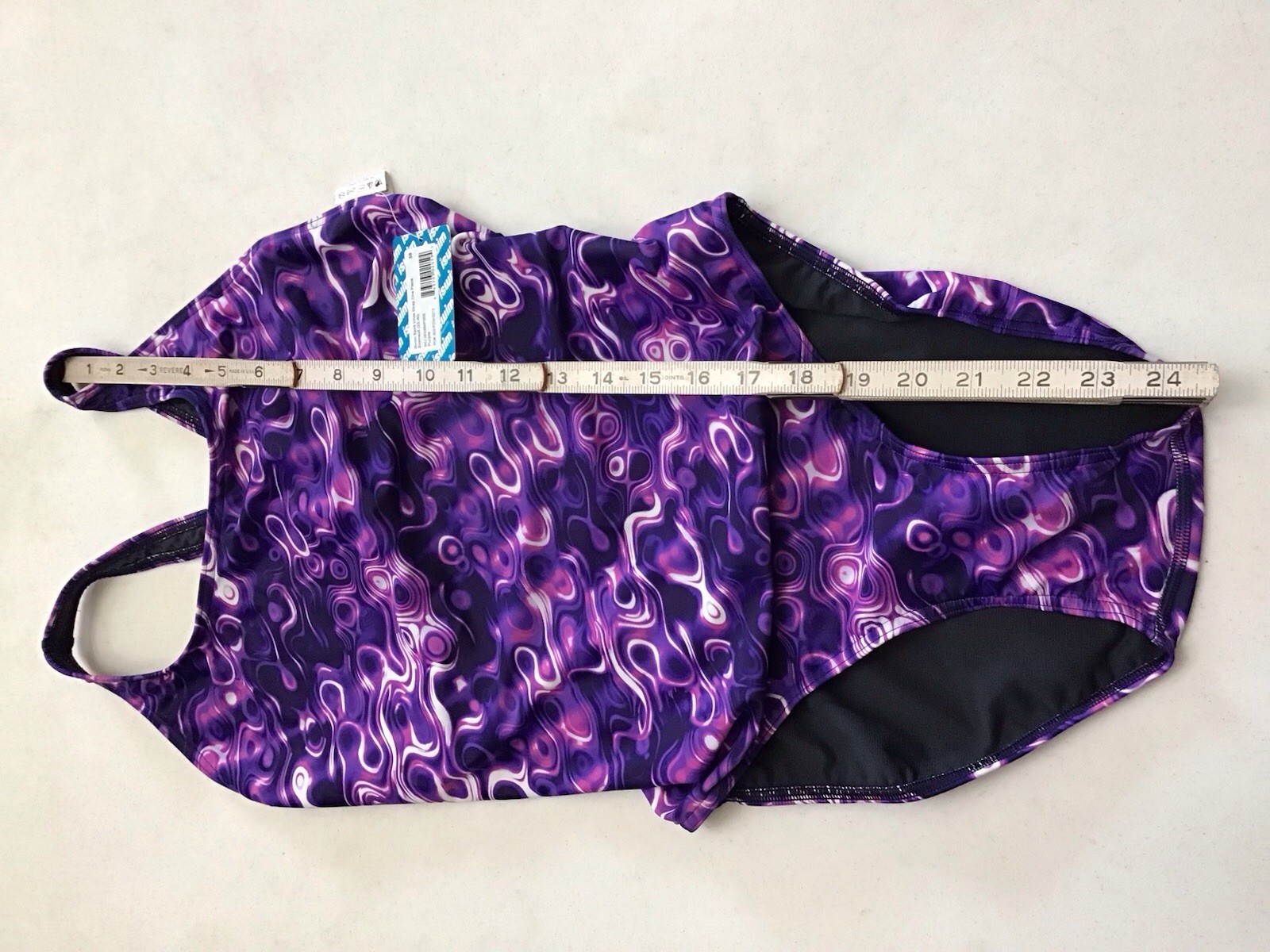 ISWIM Competitive Size 38 (22-40) Lycra 1 Pc Wide Strap Swimsuit Purple (C6-10)