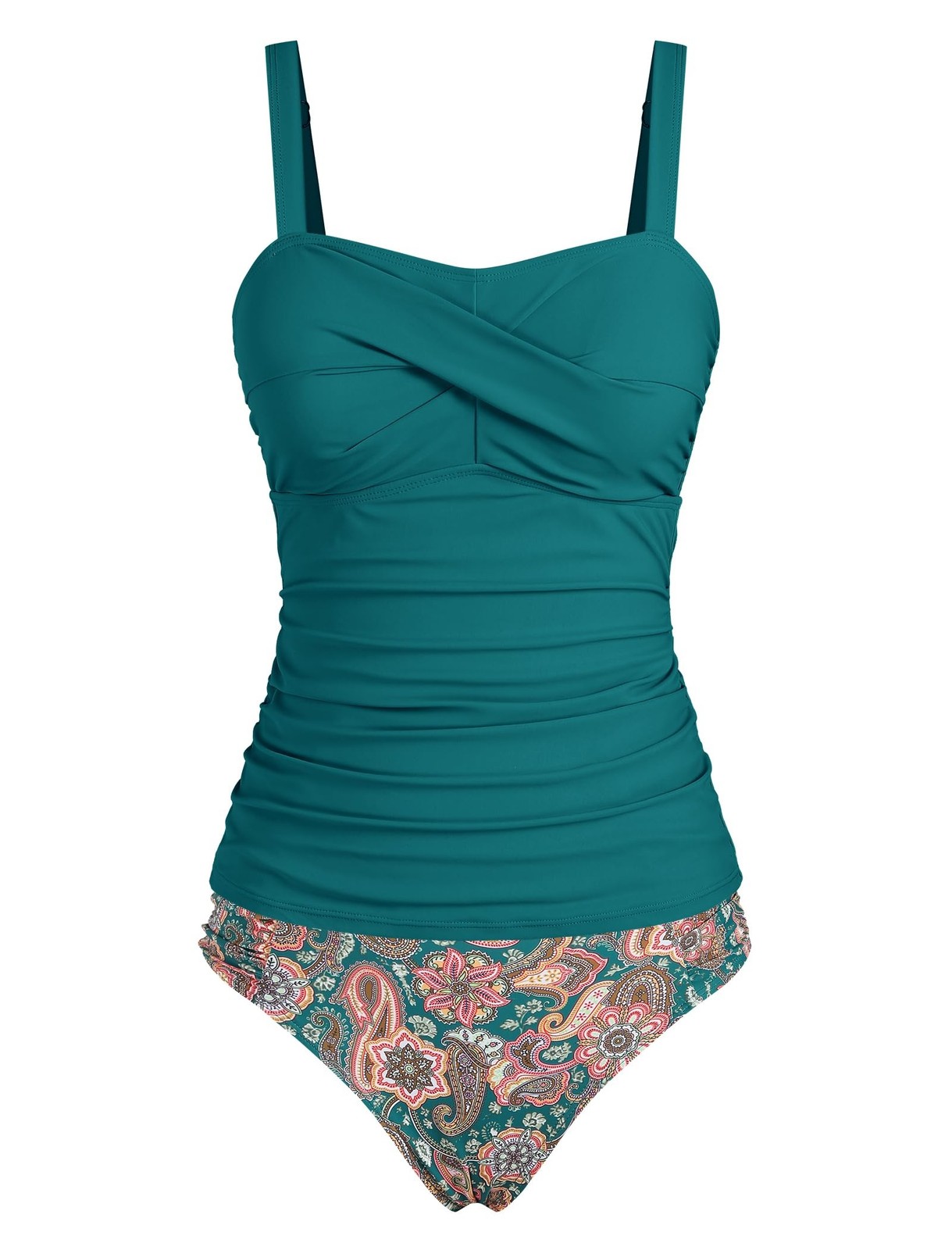 ZAFUL Tankini Swimsuits for Women Tummy Control High Waisted Twist Front Ruch…