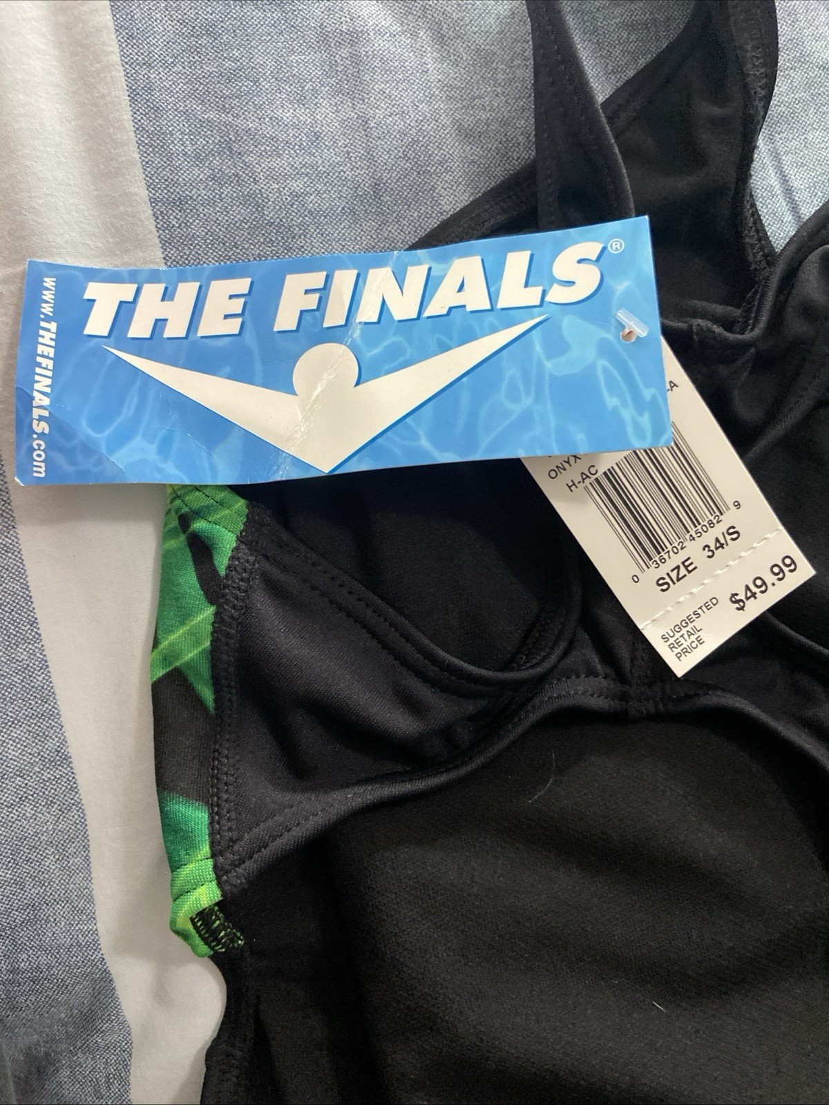 The Finals Women’s One Piece Competition Swimsuit Endurotech Black Green Size 34