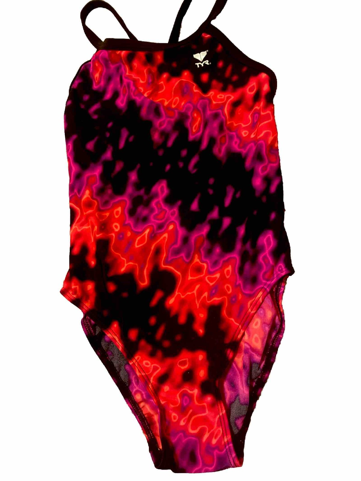 TYR Women’s One-Piece Swimsuit Size 34 Red Pink Athletic High Cut Diamondfit EUC