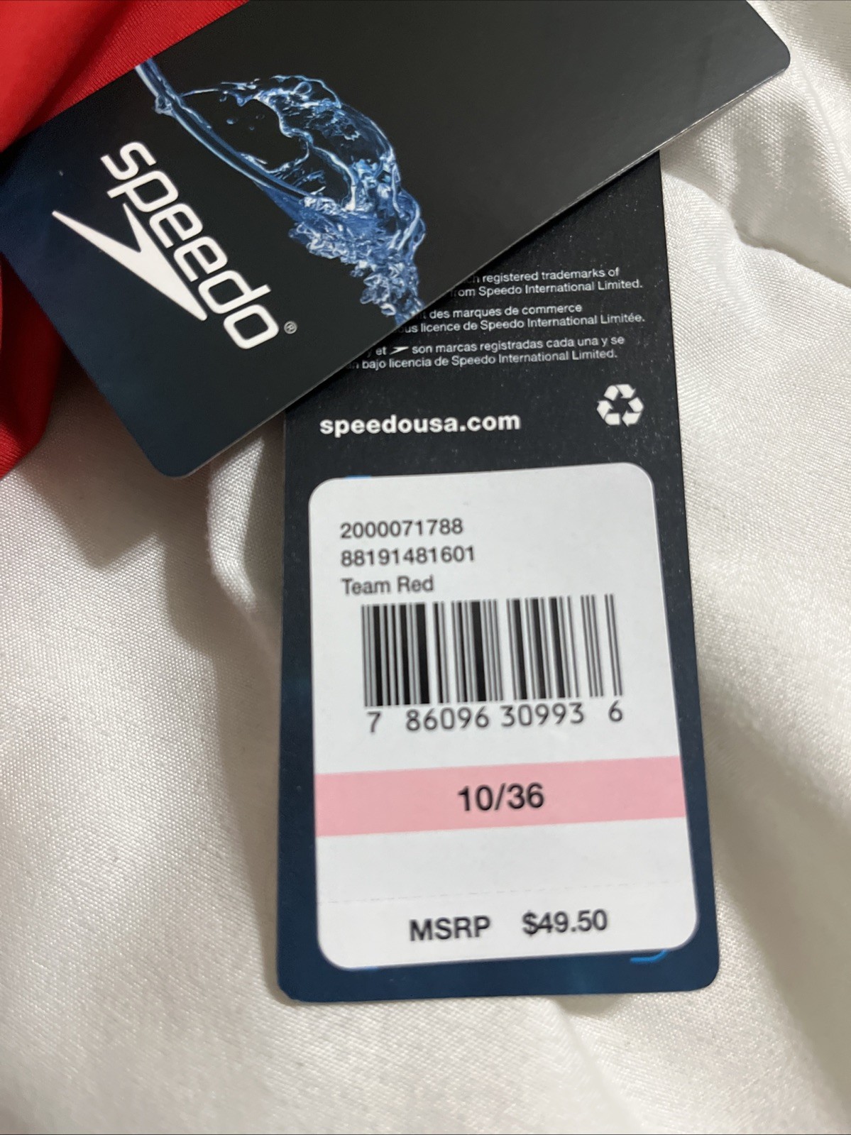 Speedo Women’s Swimsuit Pro LT Team Red 10/36 NWT