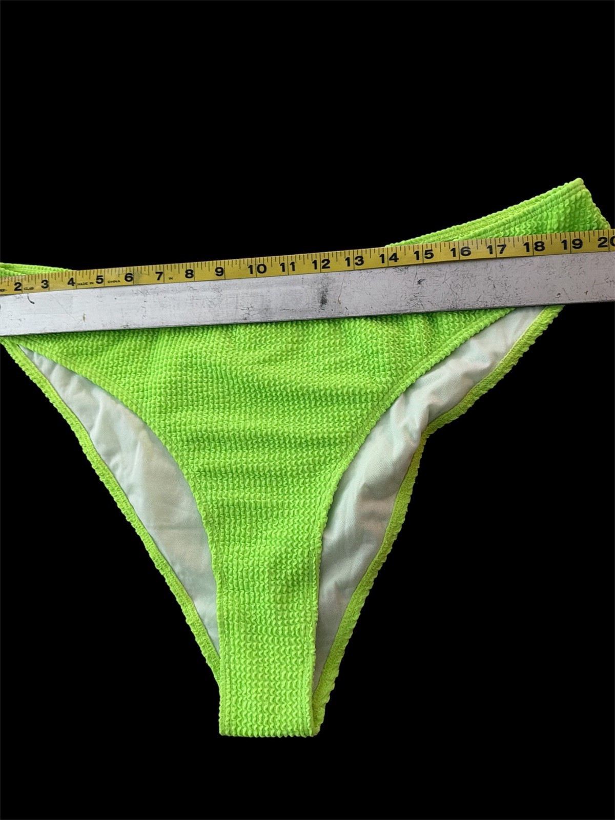 Neon Lime Green 3PC Bikini Set Ribbed Triangle Top Wrap Skirt Swimwear PLUS SIZE