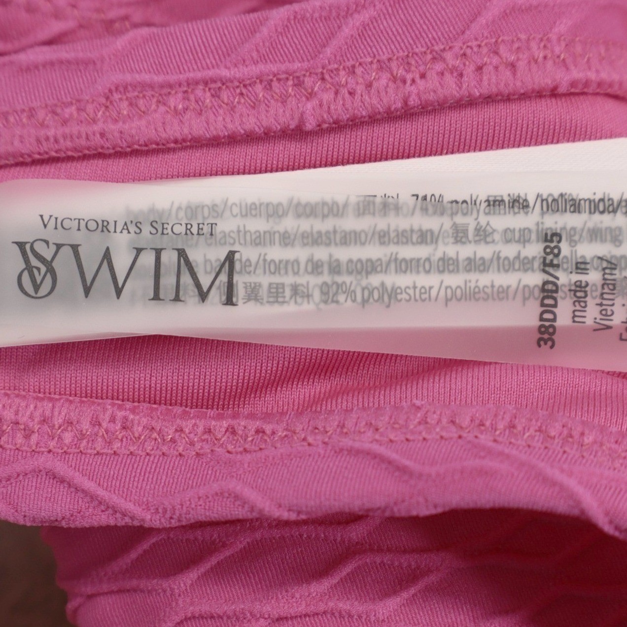 Victoria’s Secret Pink Bandeau Bikini Top Twist Push Up Swim 38DDD NWT Beach