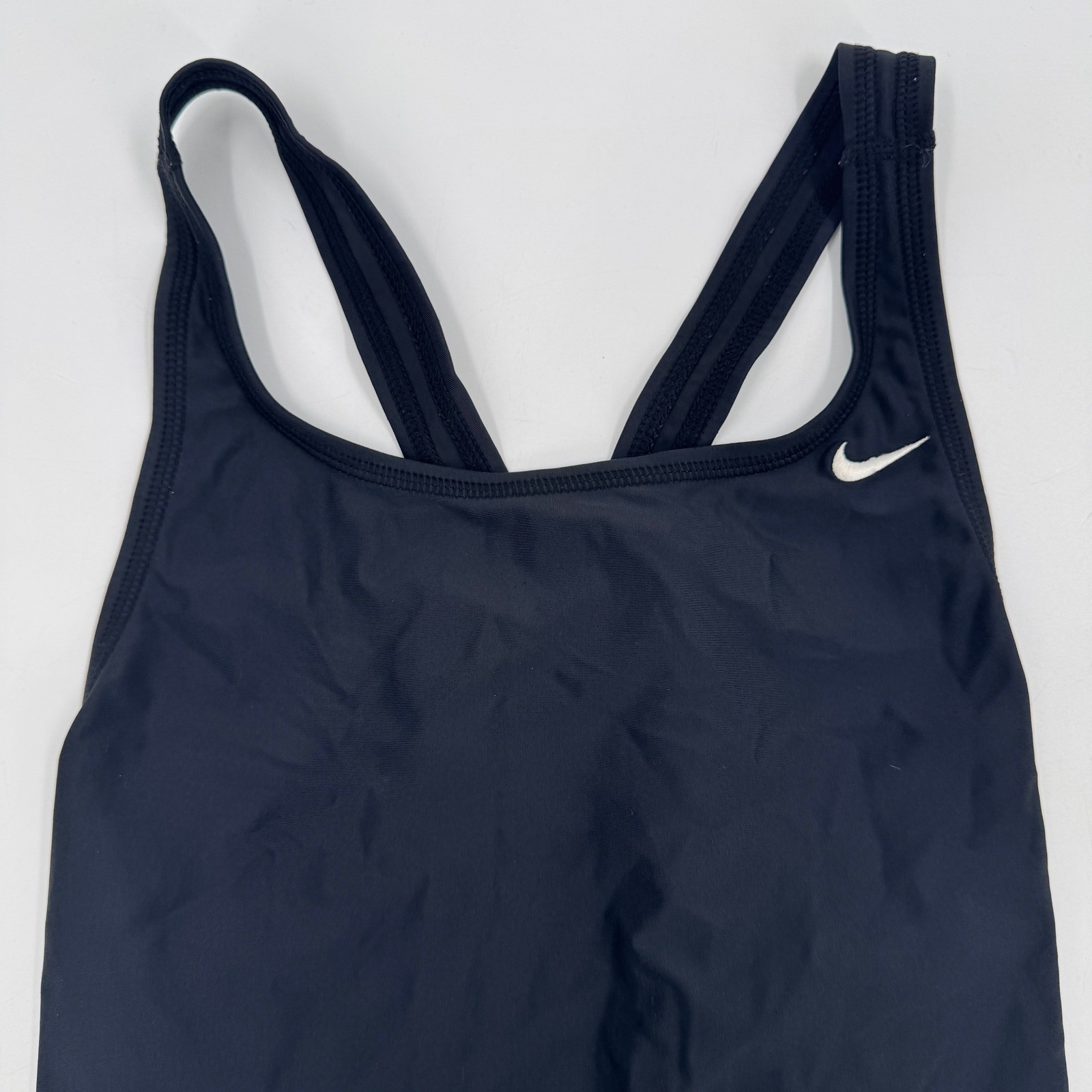 Nike One Piece Swimsuit Womens 38 12 Black Performance V-Back Training Swimwear