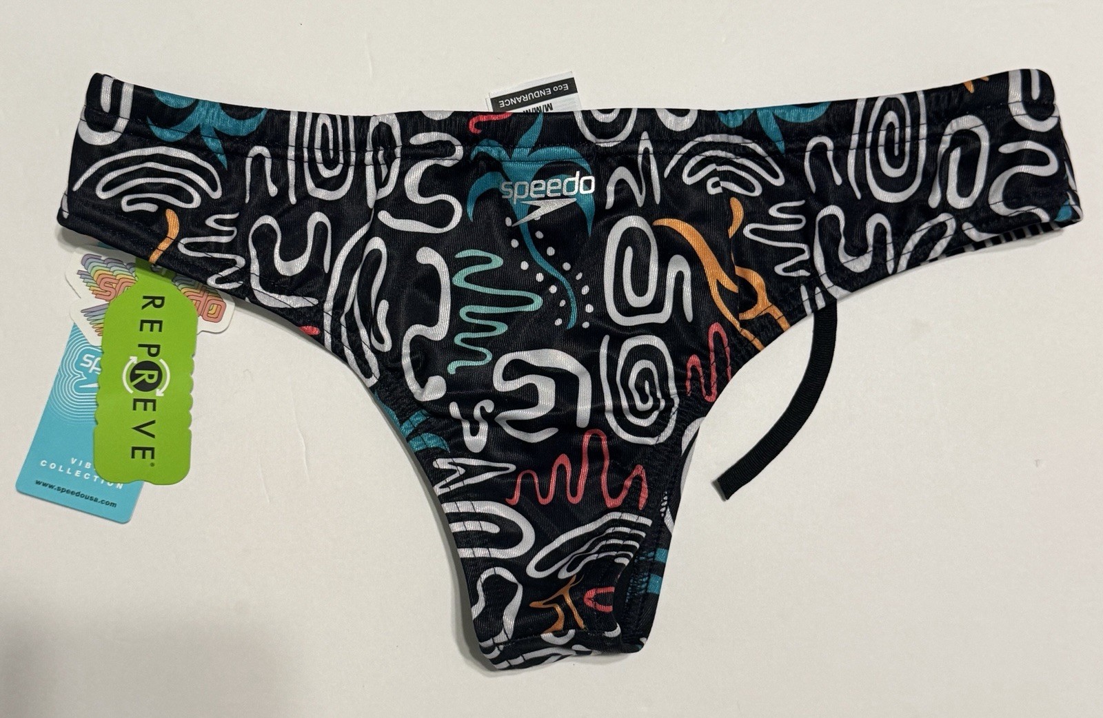 Speedo Women’s Print Cheeky Hipster Bottom Black Eco Endurance Size Medium