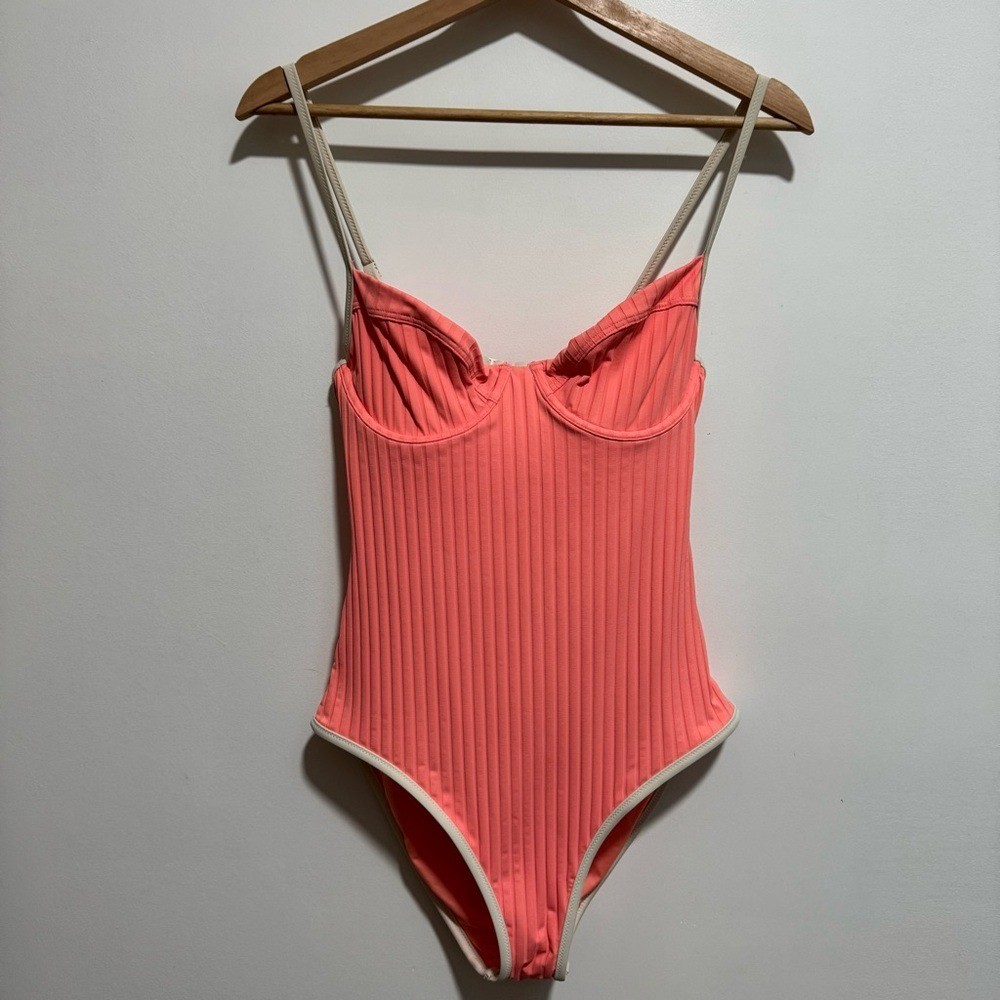 Aerie Real Good Wide Rib Underwire Full Coverage One Piece Swimsuit Medium Beach