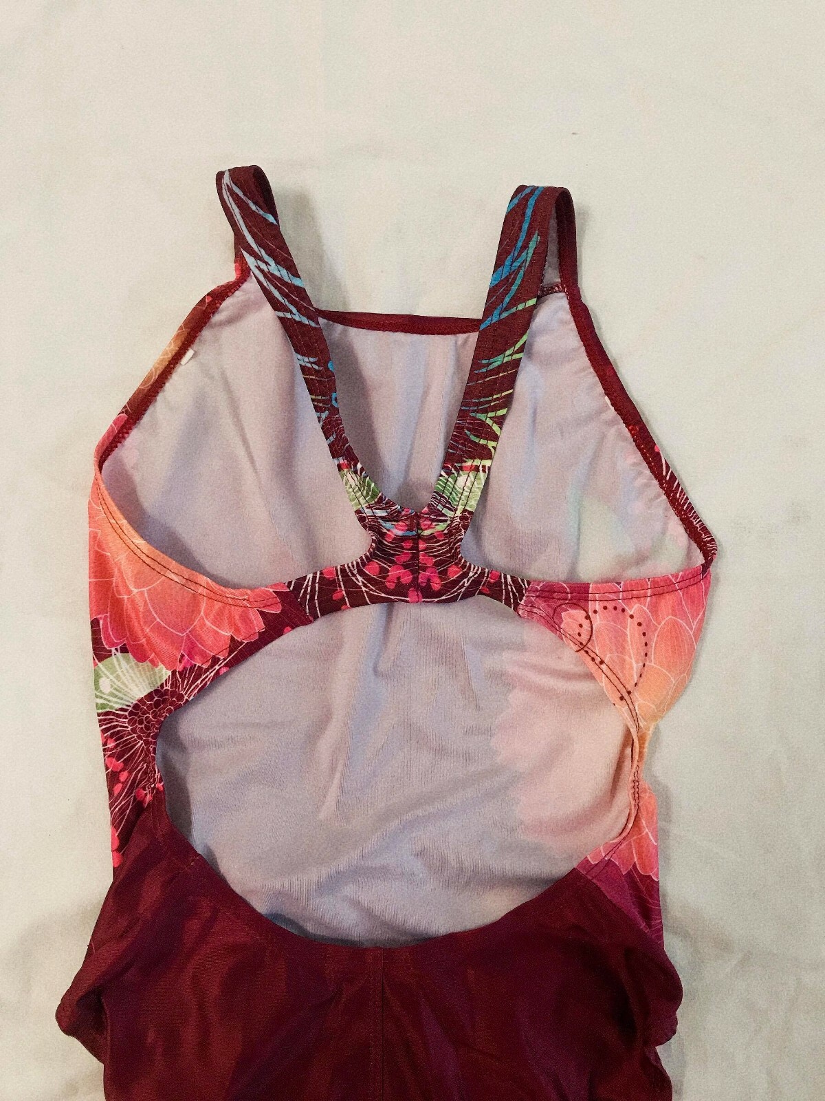 Womens Marium Racing Swimsuit Swimwear Women Size M Red Floral Color