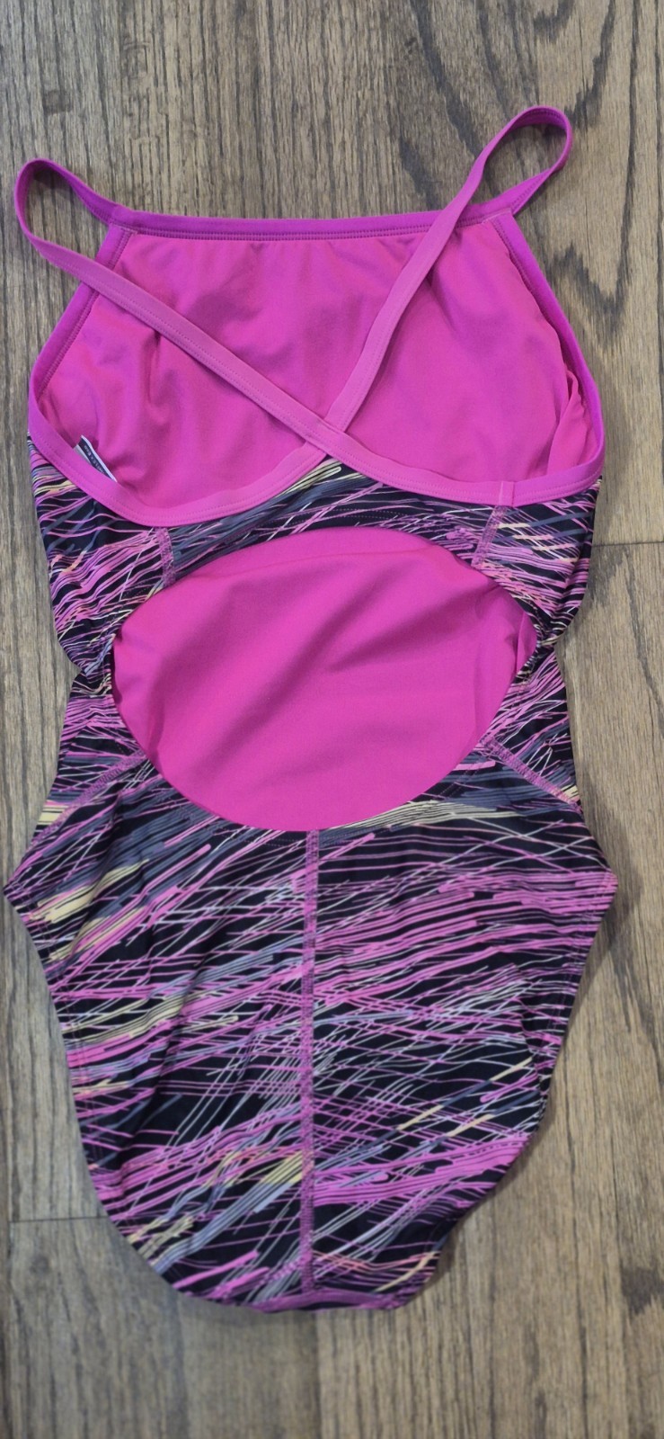Speedo One Piece Swimsuit Women’s 10/36 Pink & Black Abstract Athletic Swimwear
